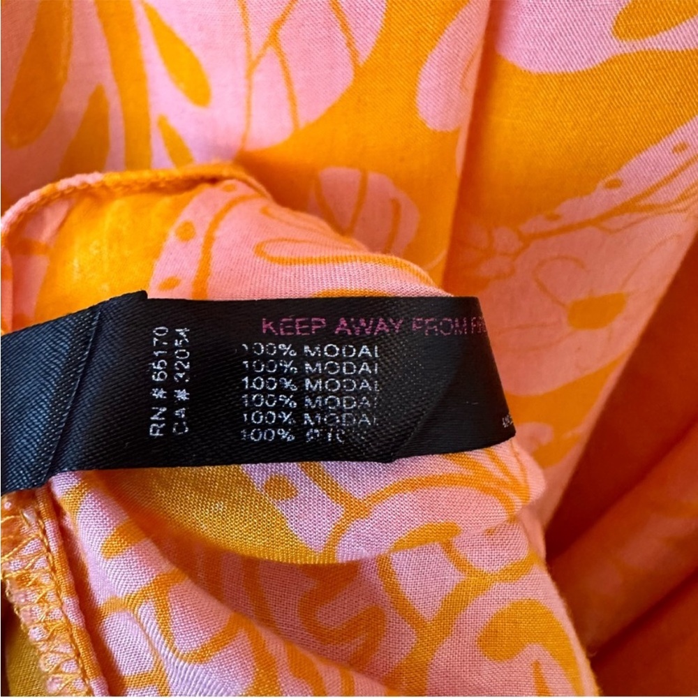 Off-Shoulder Orange and Pink Floral Maxi Dress - Picture 7 of 8